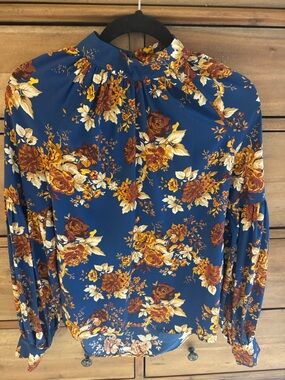 Veronica Beard Floral Mock Neck Blouse